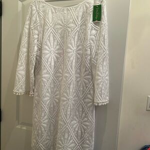 Lilly Pulitzer White Textured Long Sleeve Dress